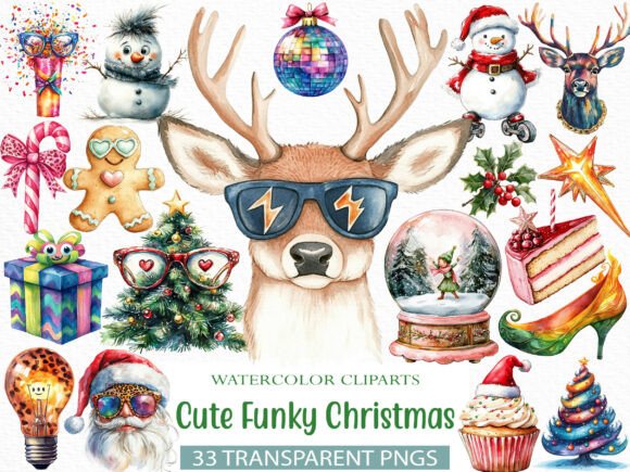 Cute Funky Christmas Clipart Bundle Graphic Illustrations By CraftNest