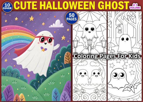Cute Halloween Ghost Coloring Pages Kids