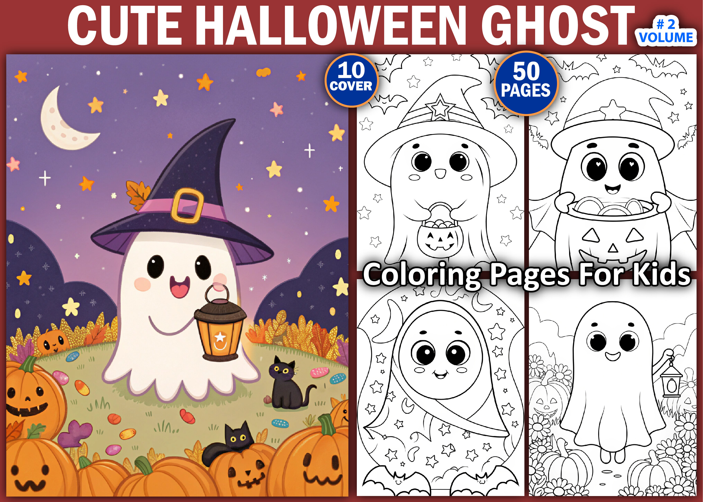 Cute Halloween Ghost Coloring Pages Kids