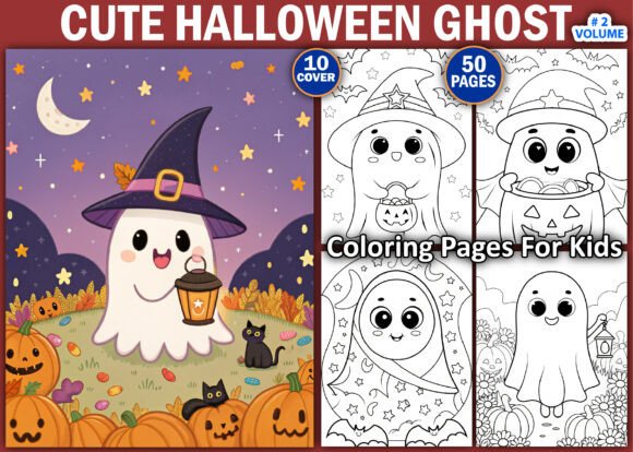 Cute Halloween Ghost Coloring Pages Kids