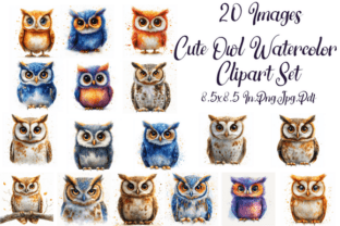 Cute Owl Watercolor Clipart Set Graphic by Craft Studios · Creative Fabrica
