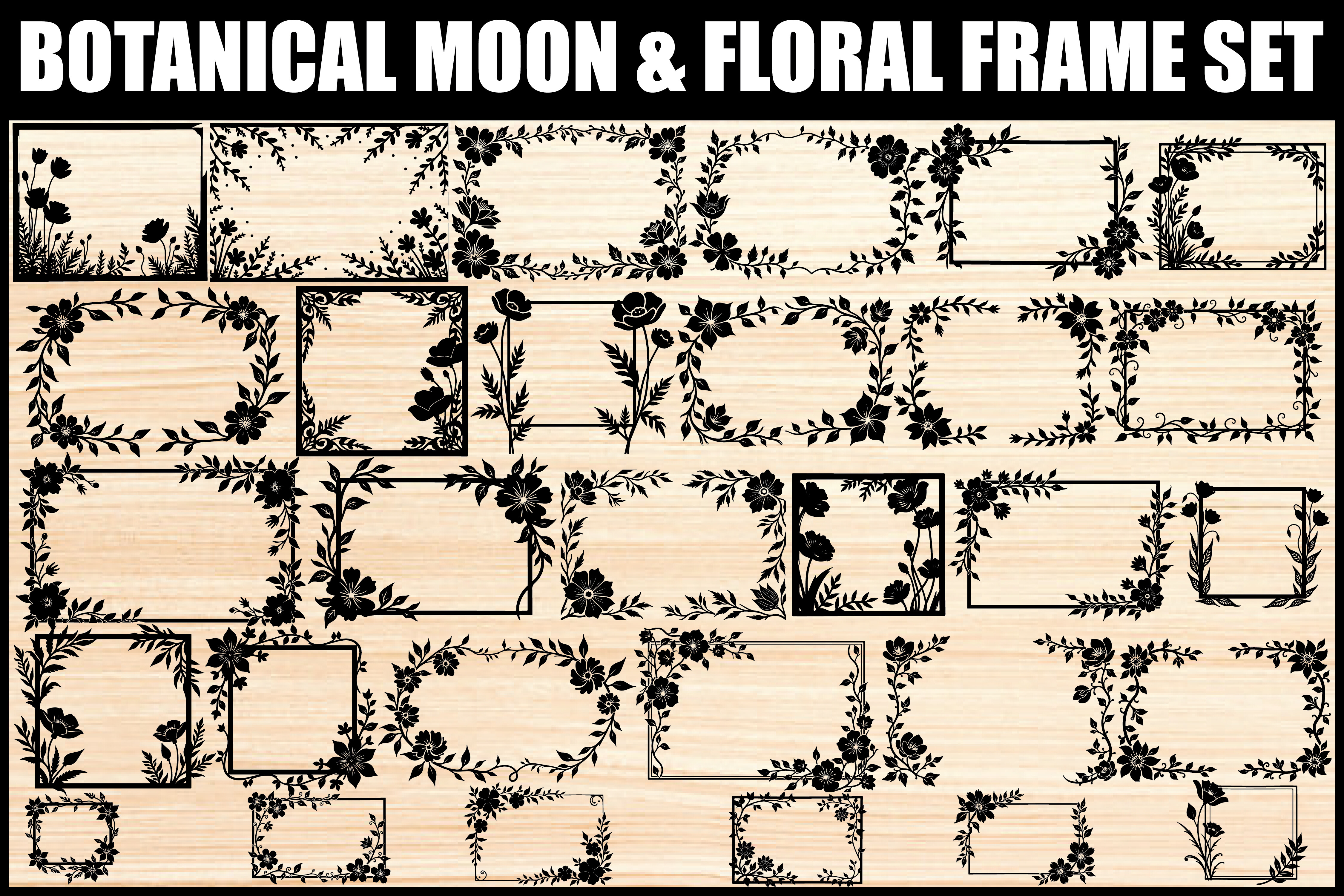 Floral Botanical Frame Clipart Set
