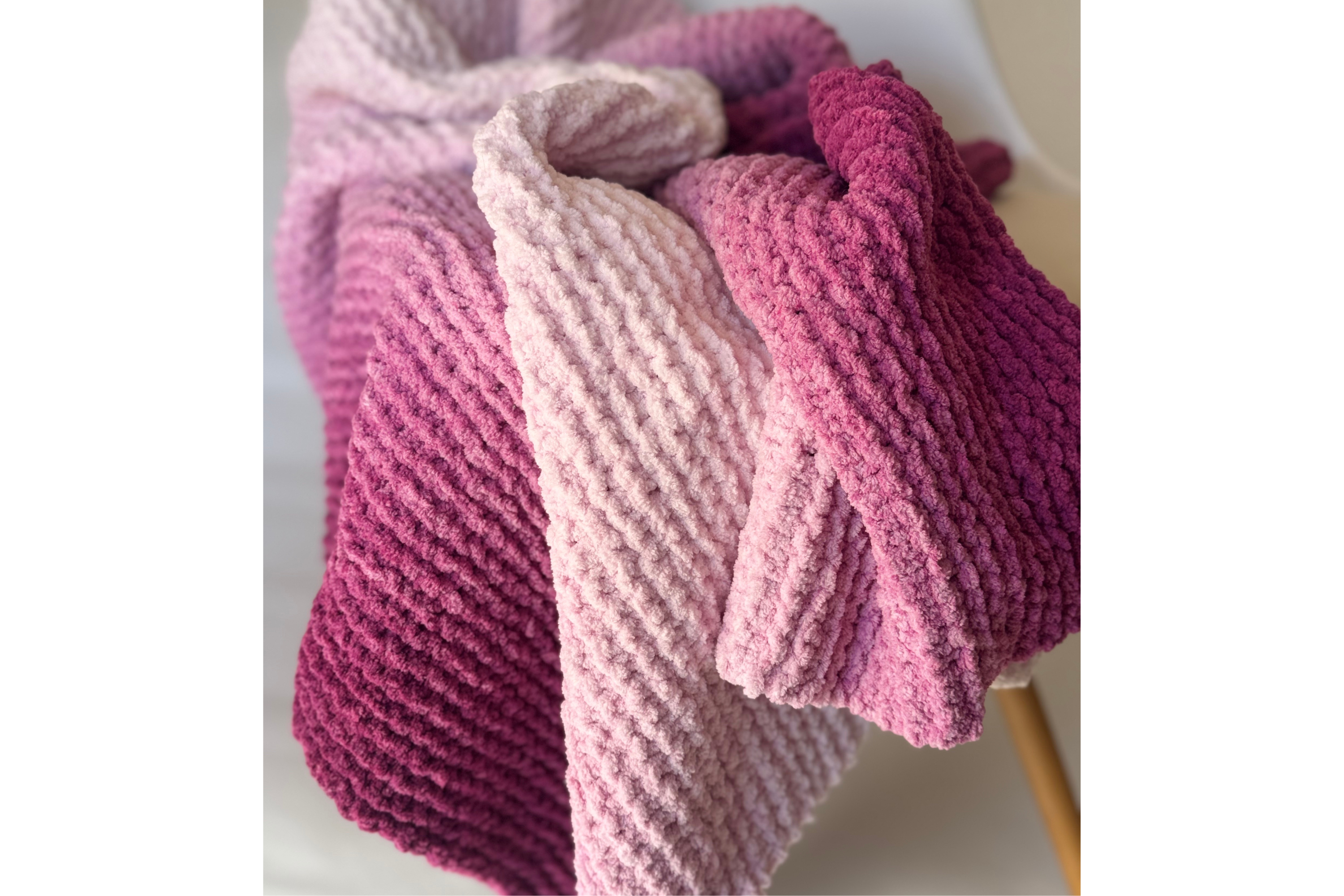 Gradual Color Change Knit Blanket
