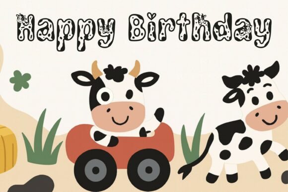 Simple Cow Font PNG with transparent background - Preview 5