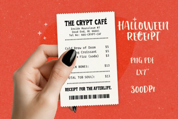 Spooky Halloween Receipt PNG|Funny Print