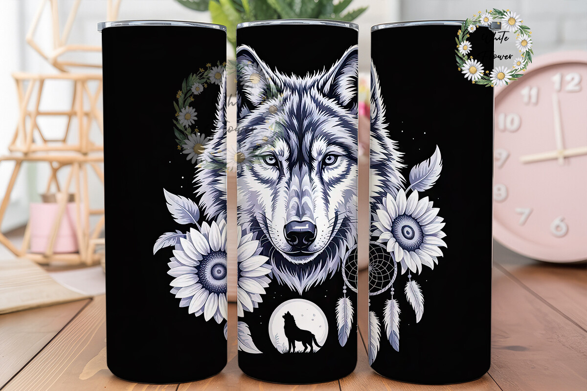 Wolf Dreamcatcher 20oz Tumbler Wrap Graphic by WhiteFlower · Creative ...