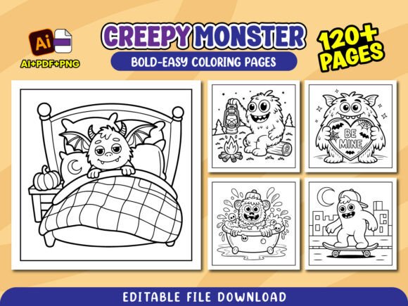 Creepy Monster Coloring Pages for Kids