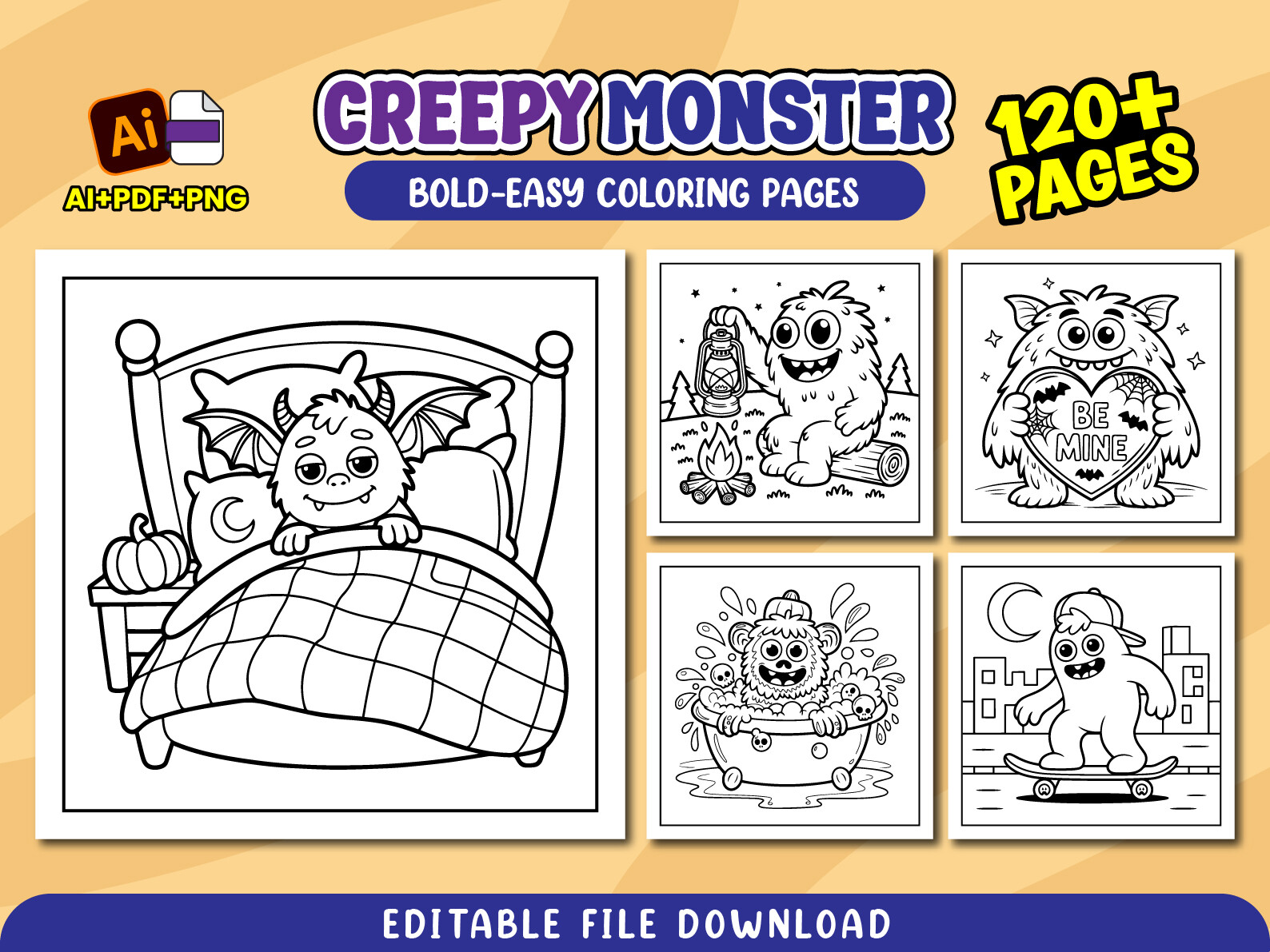Creepy Monster Coloring Pages for Kids