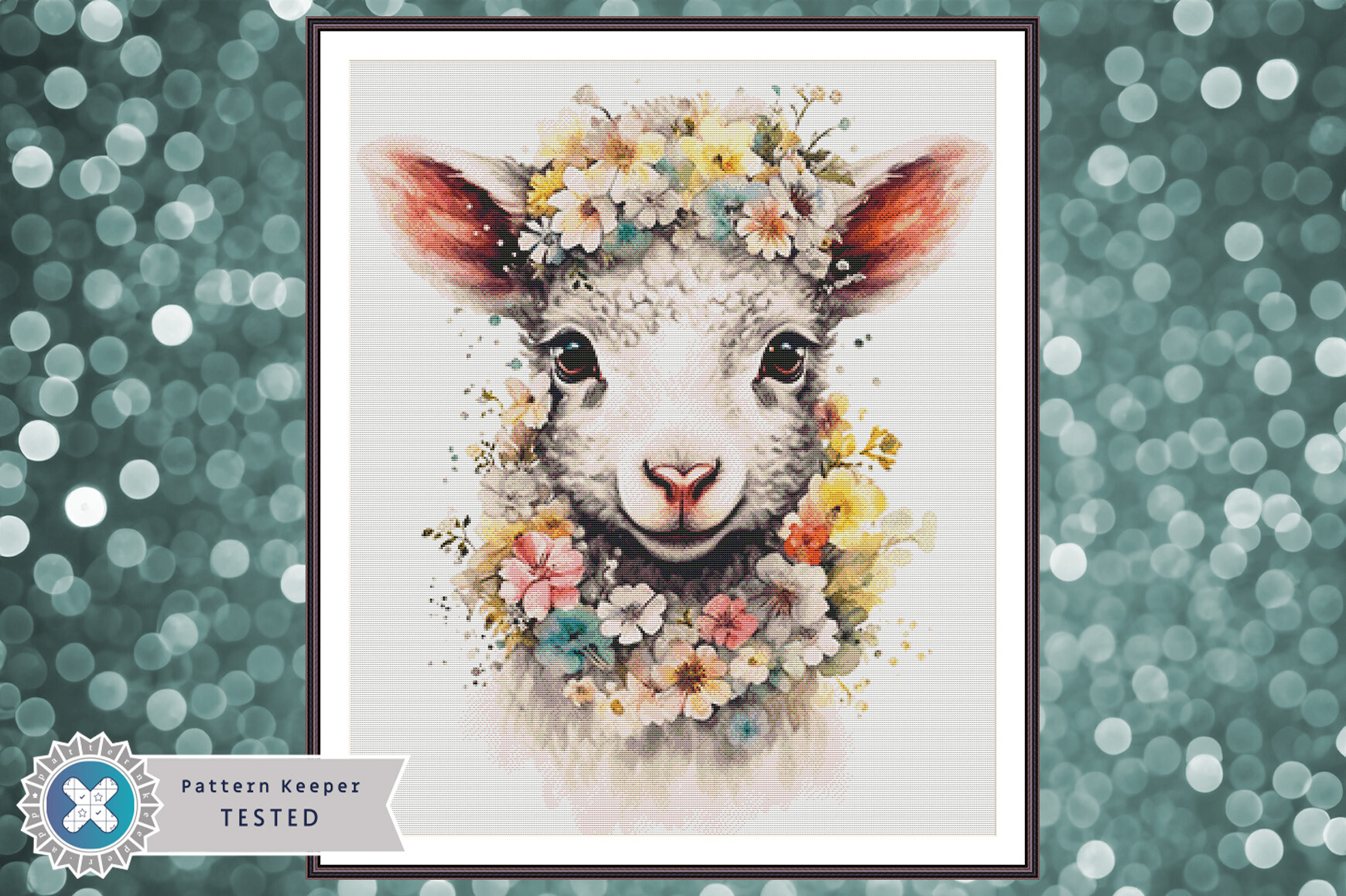 Cross Stitch Pattern PDF Floral Lamb