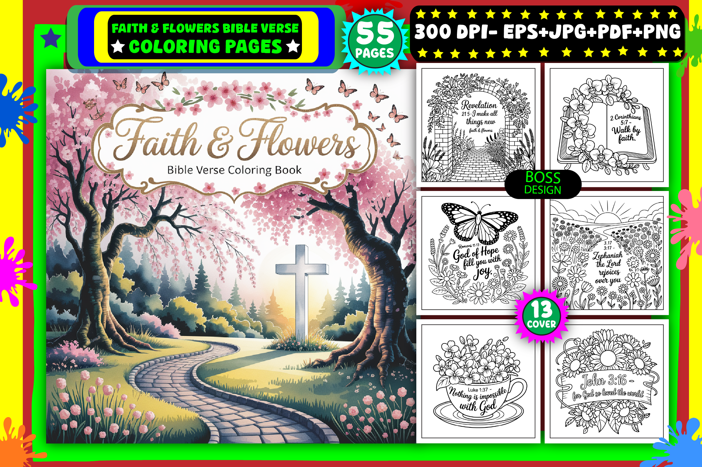 Faith & Flowers Bible Verse Coloring