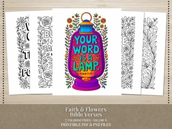 Faith and Flowers Scripture Coloring Pages