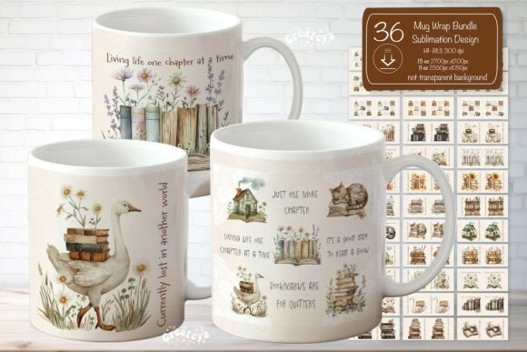 Floral Book Lover Quote Mug Wrap Bundle Bundles