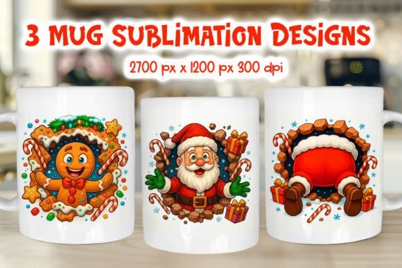 Funny 3D Christmas Mug Wrap Sublimation