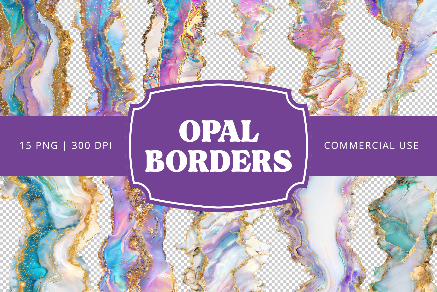 Opal Agate Borders PNG