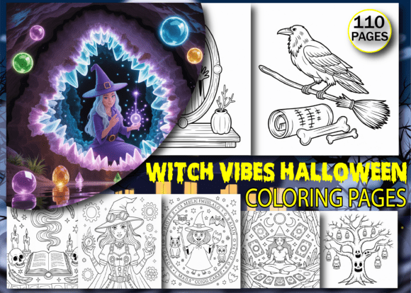 Witch Vibes Halloween Coloring Pages