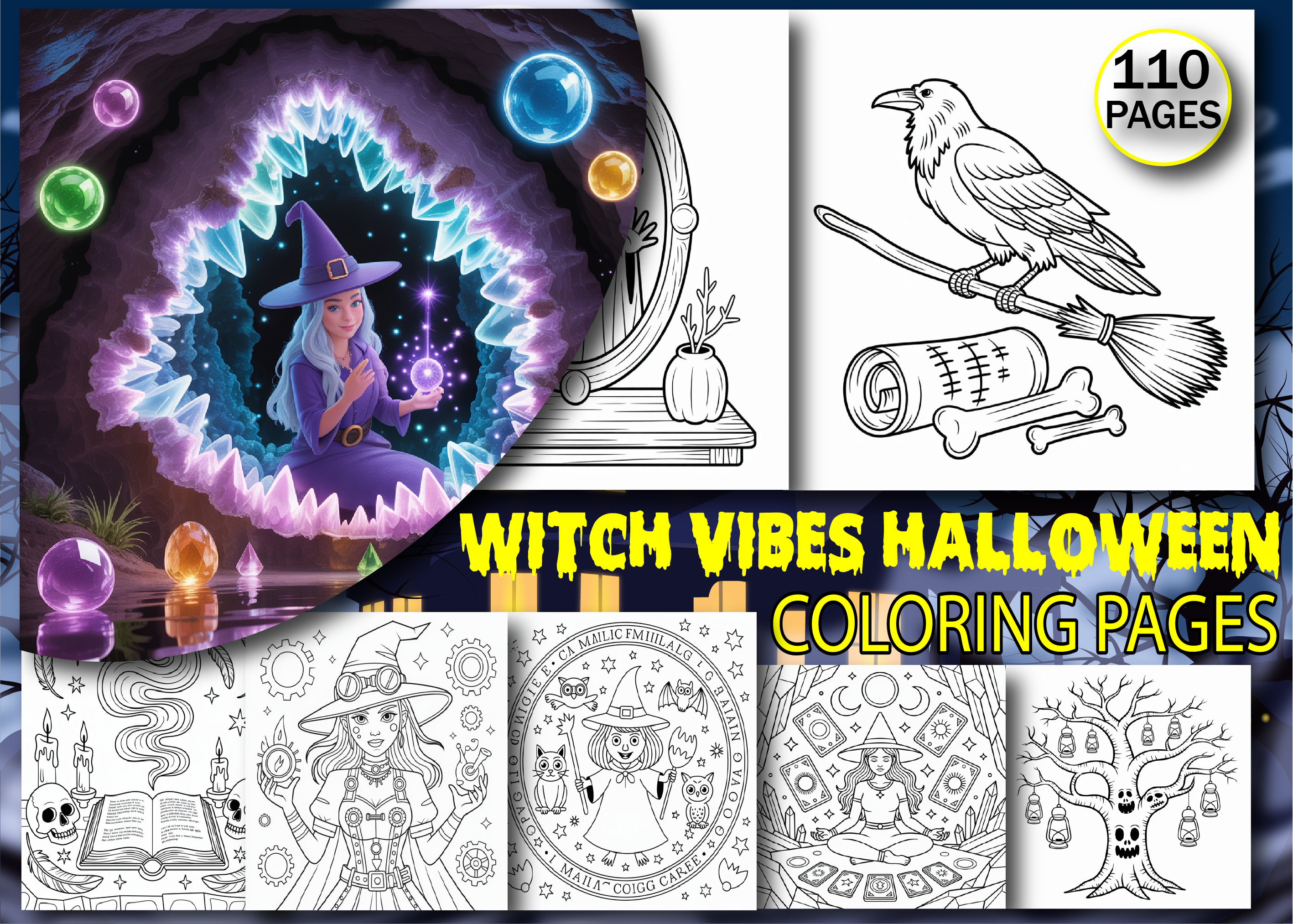 Witch Vibes Halloween Coloring Pages