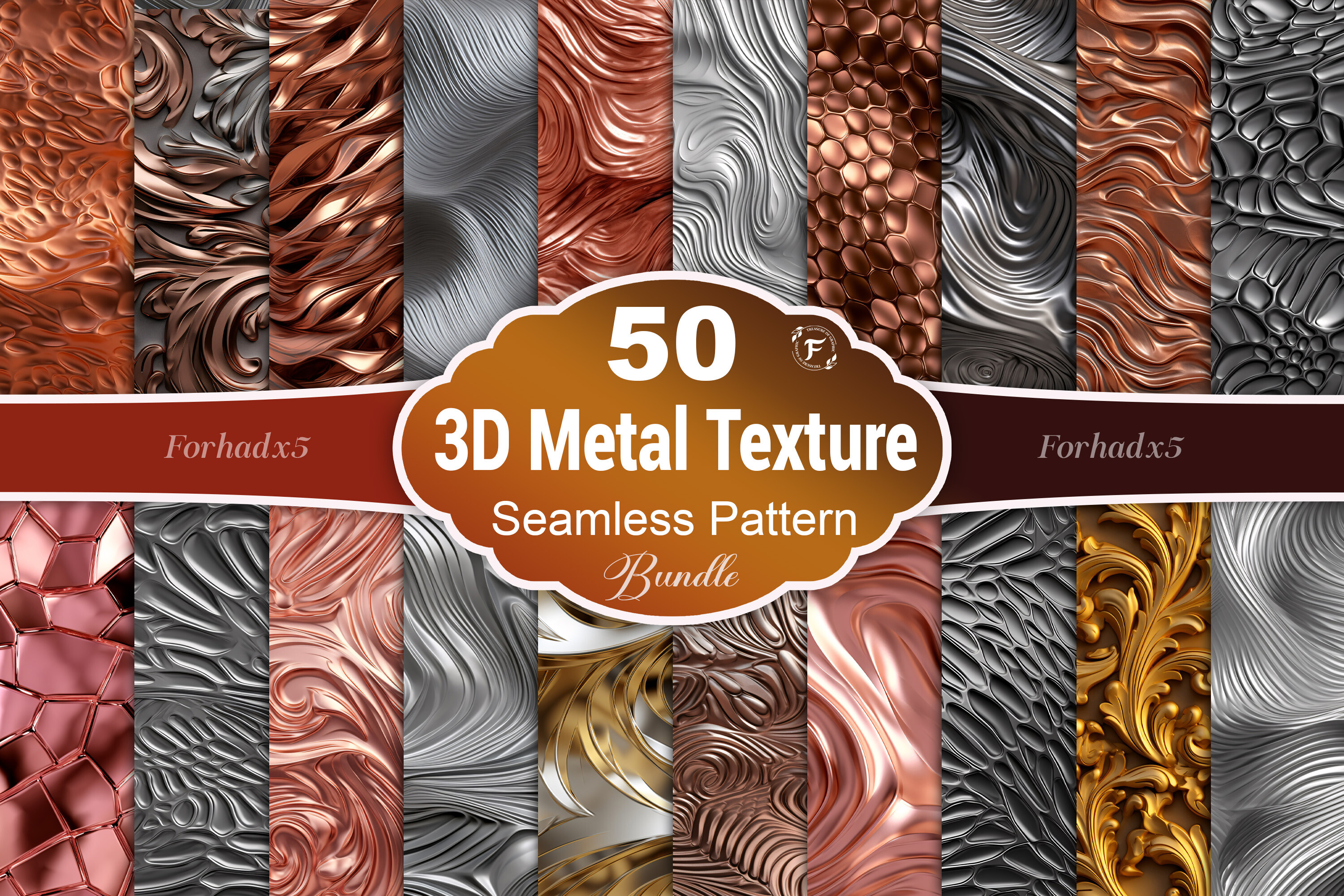 3D Metal Texture Seamless Pattern