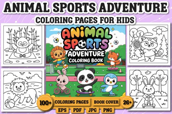 Animal Sports Adventure Coloring Book