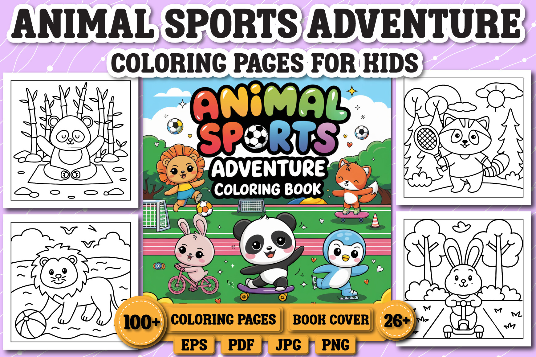 Animal Sports Adventure Coloring Book