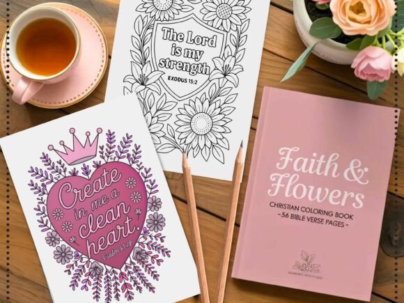 Faith & Flowers Christian Coloring Book