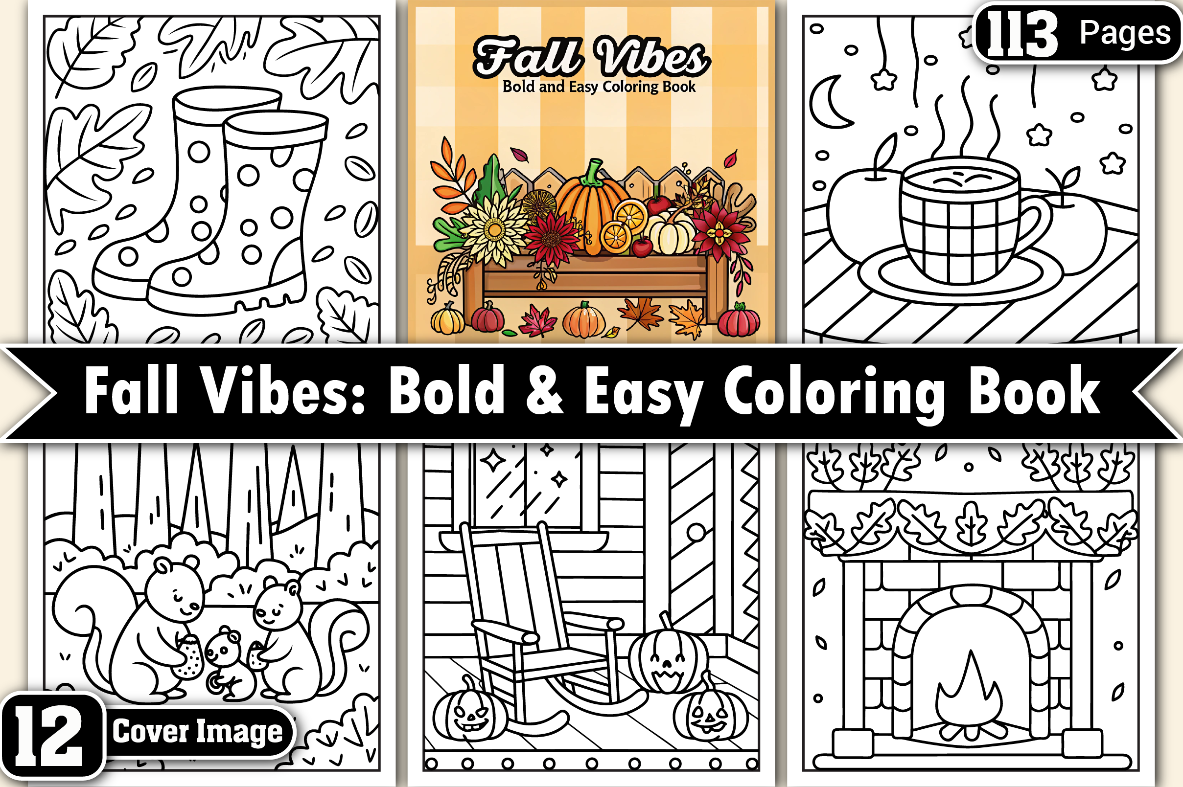 Fall Vibes: Bold and Easy Coloring Book