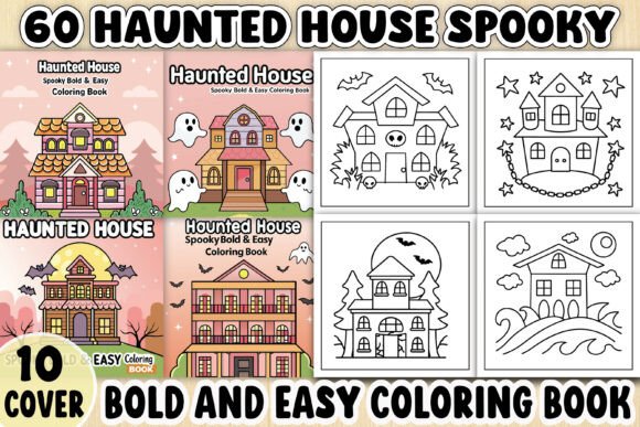 Haunted House Spooky Coloring Book Pages