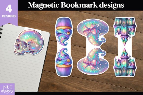 Iridescent Halloween Magnetic Bookmarks