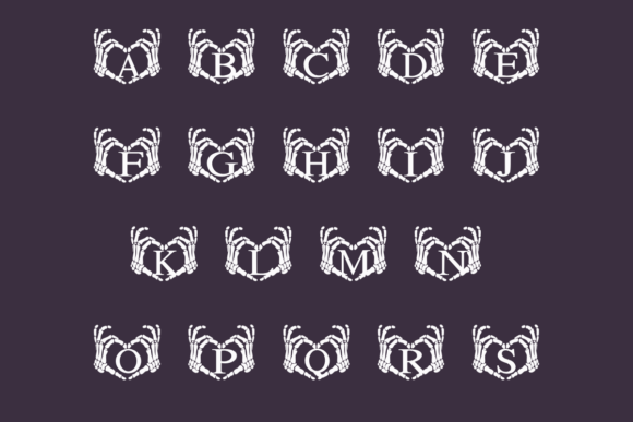Skeleton Hand Heart Font PNG with transparent background - Preview 1