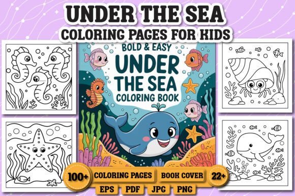 Preview of Bold & Easy Under the Sea Coloring Book coloring pages for kids