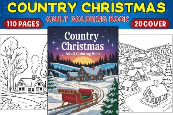 Country Christmas Adult Coloring Book