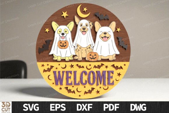 Ghost Dogs Halloween Welcome Sign