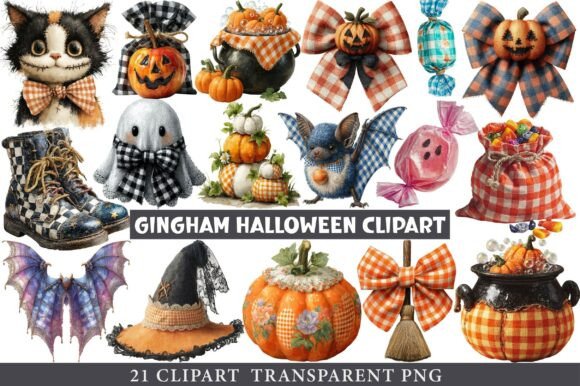 Gingham Halloween Clipart Graphic by cherrydesign · Creative Fabrica
