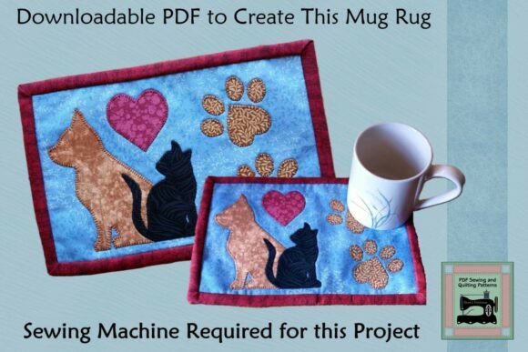 PDF for Cat & Dog Silhouette Mug Rug
