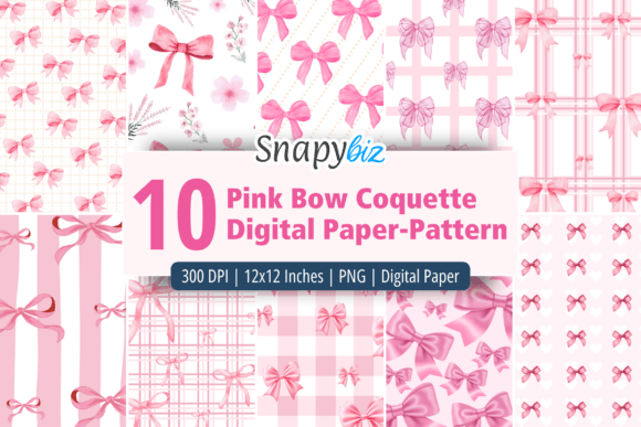 Pink Bow Coquette Digital Paper Pattern Graphic by SnapyBiz · Creative ...
