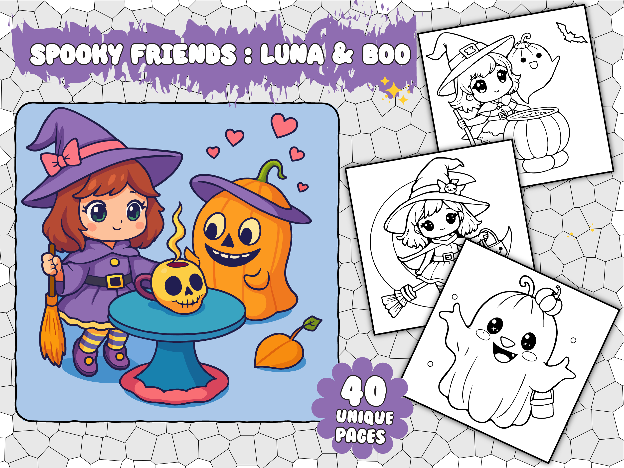 Spooky Friends Luna & Boo Coloring Pages
