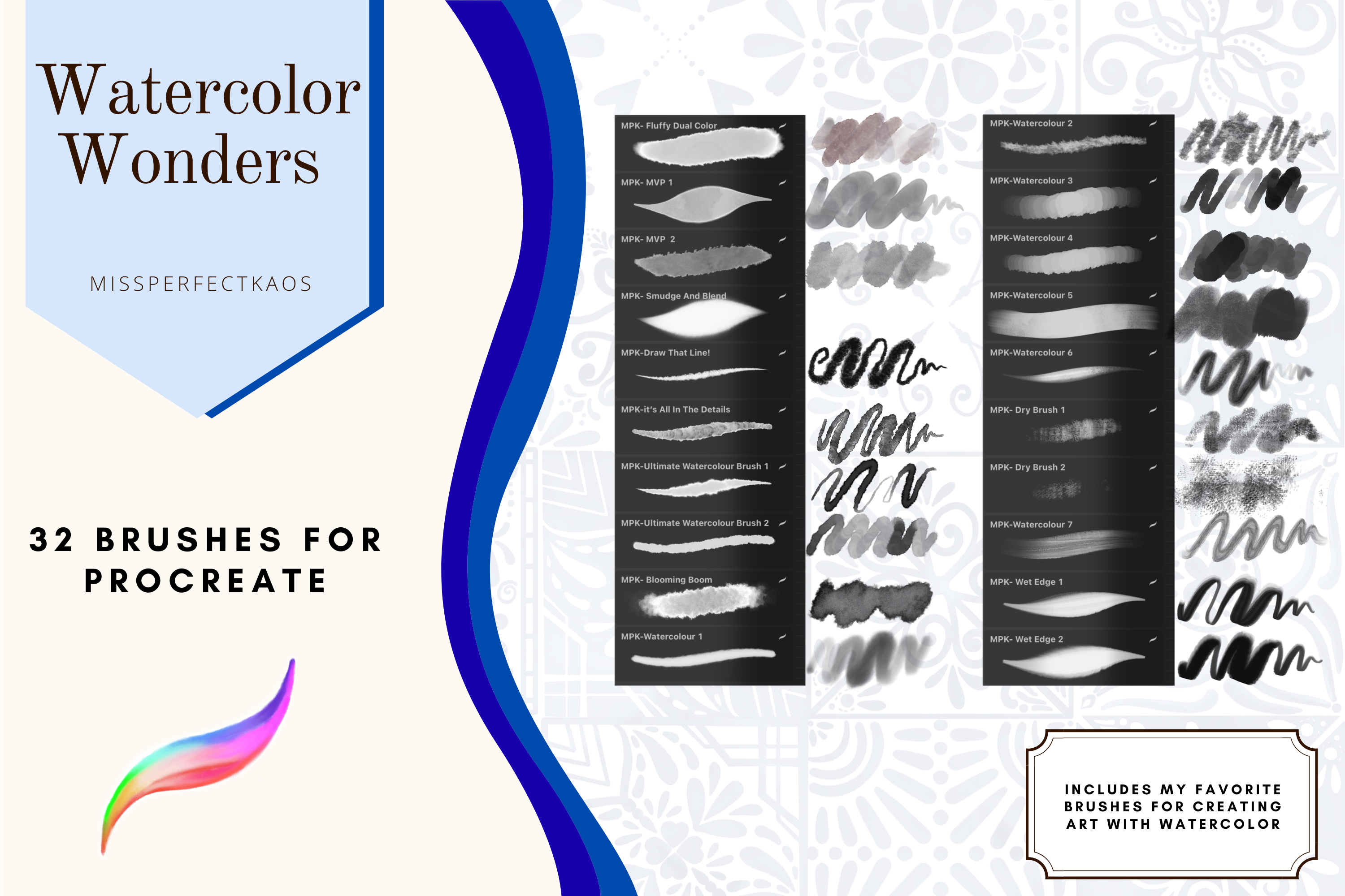 Watercolor Wonders- 32 Procreate Brushes - photo 2