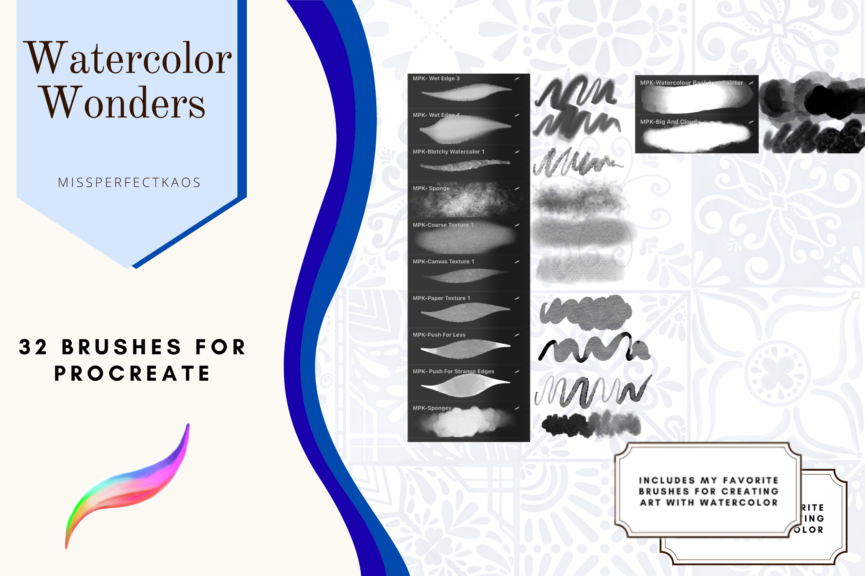 Watercolor Wonders- 32 Procreate Brushes - photo 3