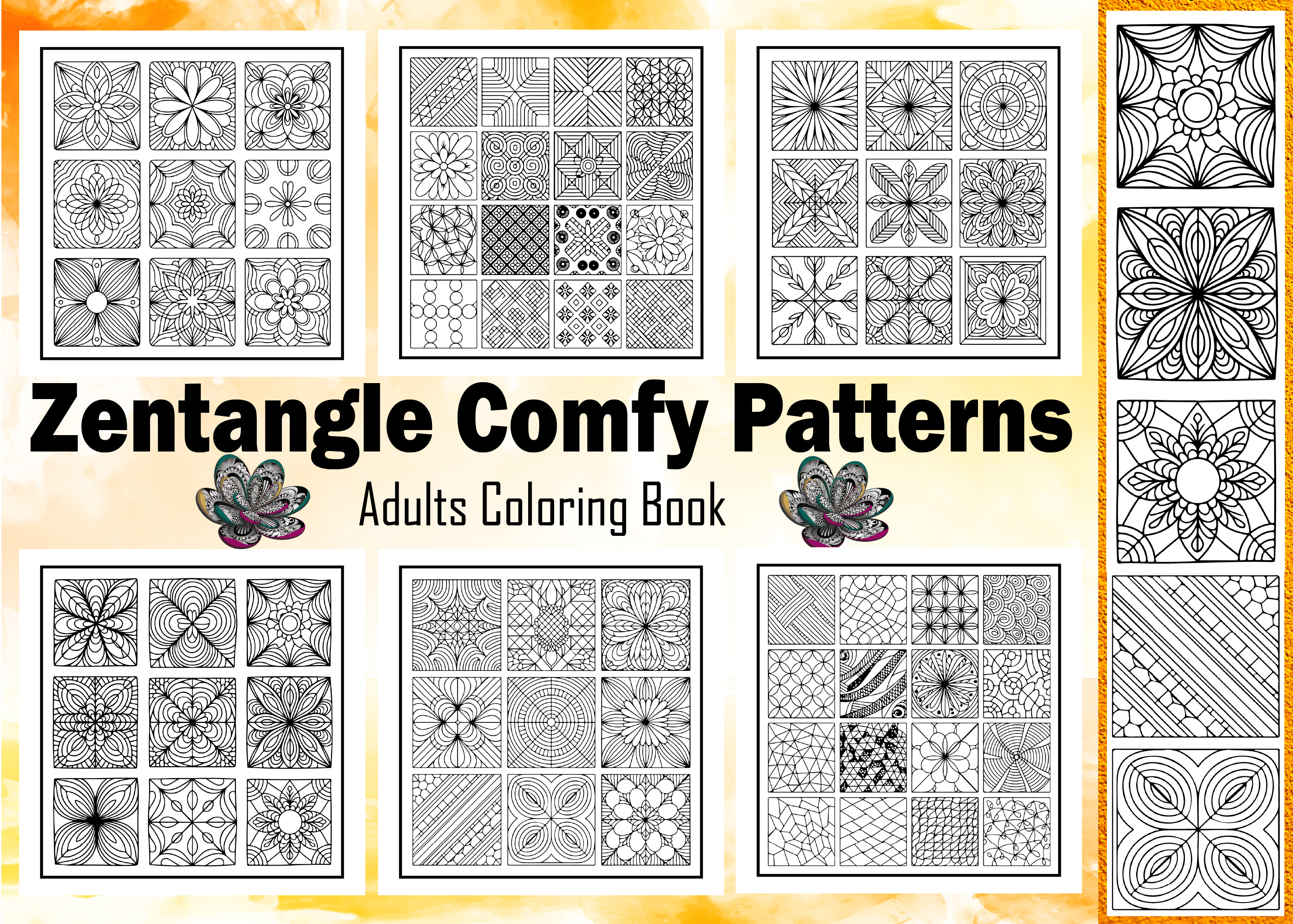 Zentangle Comfy Patterns Adults Coloring