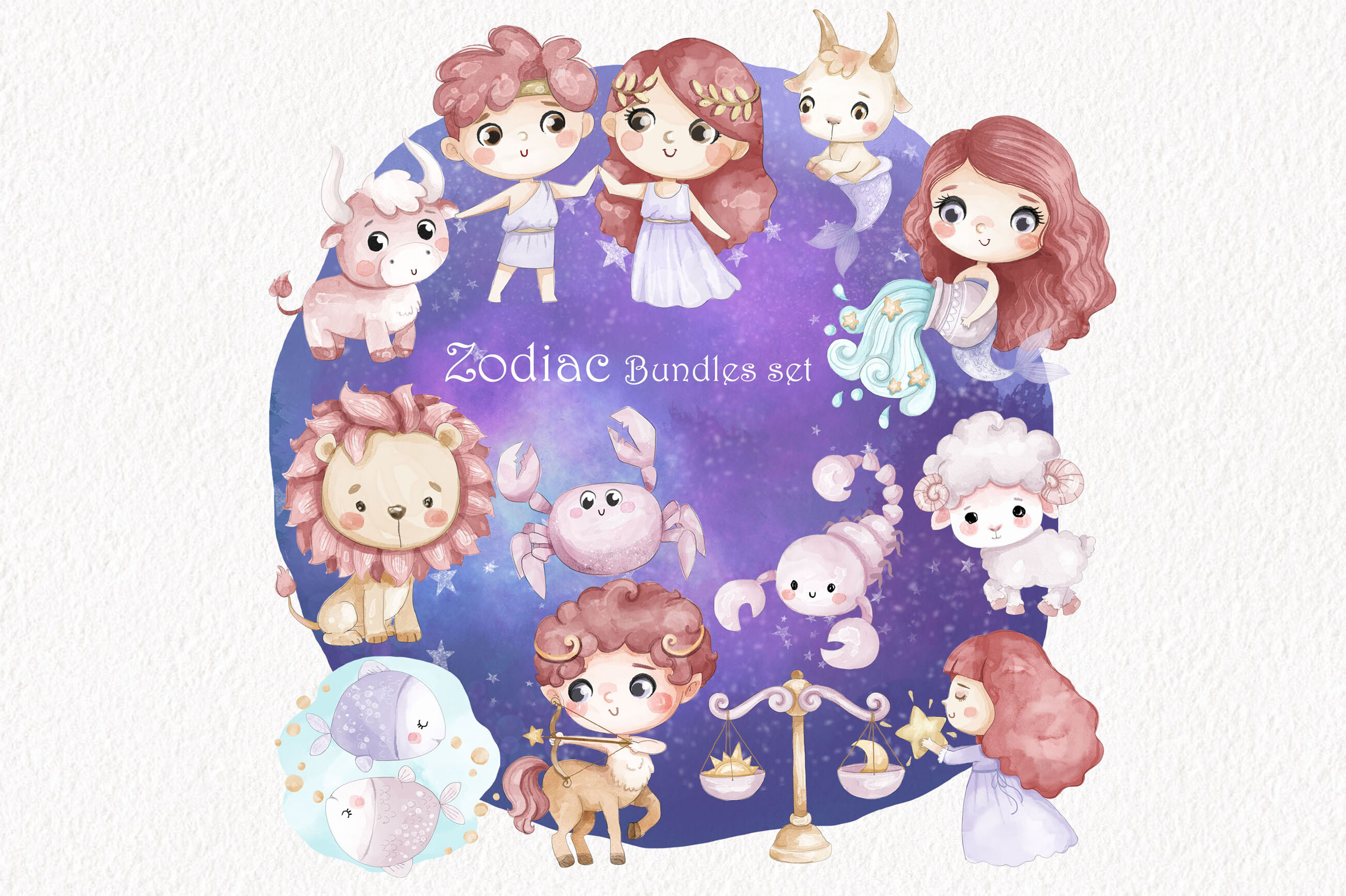 Zodiac Clipart bundles set, PNG files