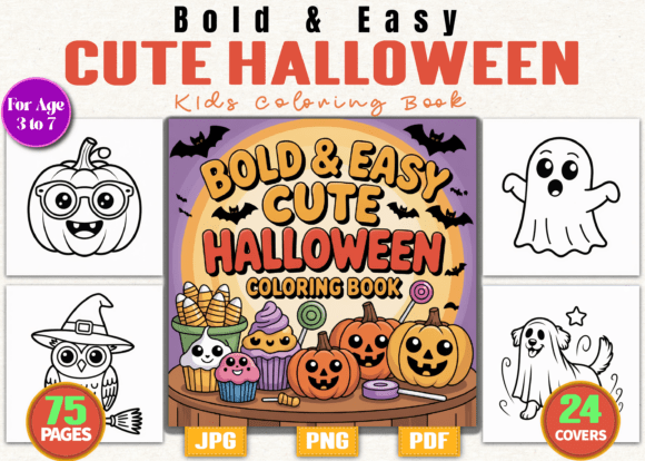 Bold & Easy Cute Halloween Coloring Book