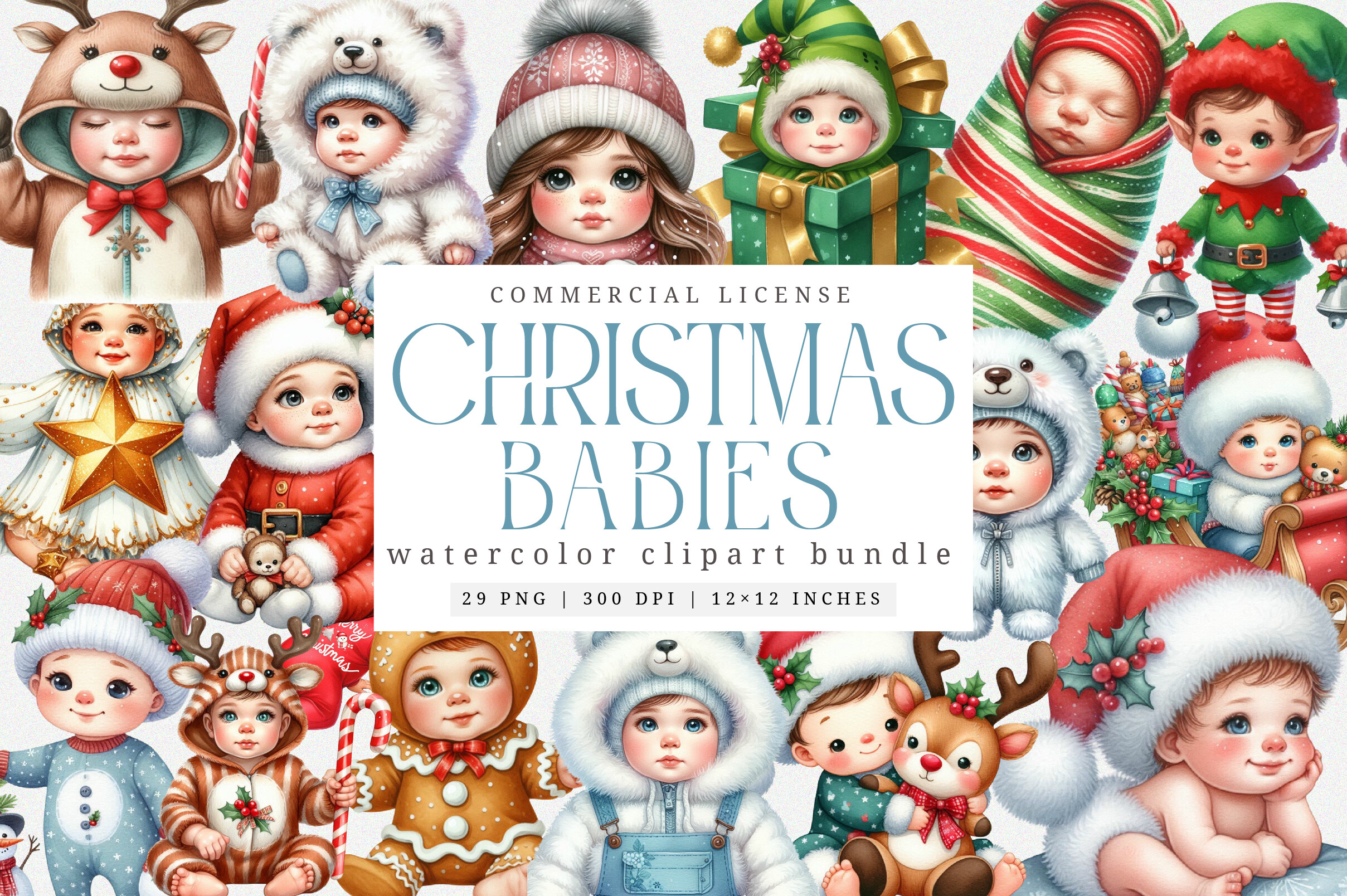Christmas Babies Cliparts Bundle - photo 1