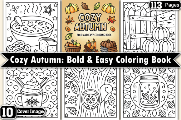 Cozy Autumn: Bold and Easy Coloring Book