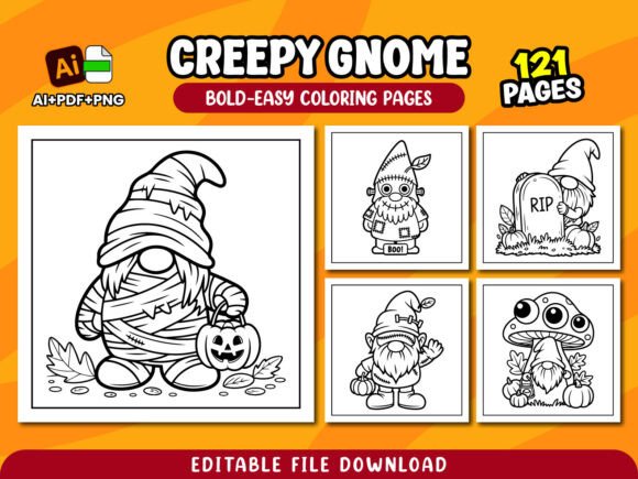 Creepy Gnome Coloring Pages for Children