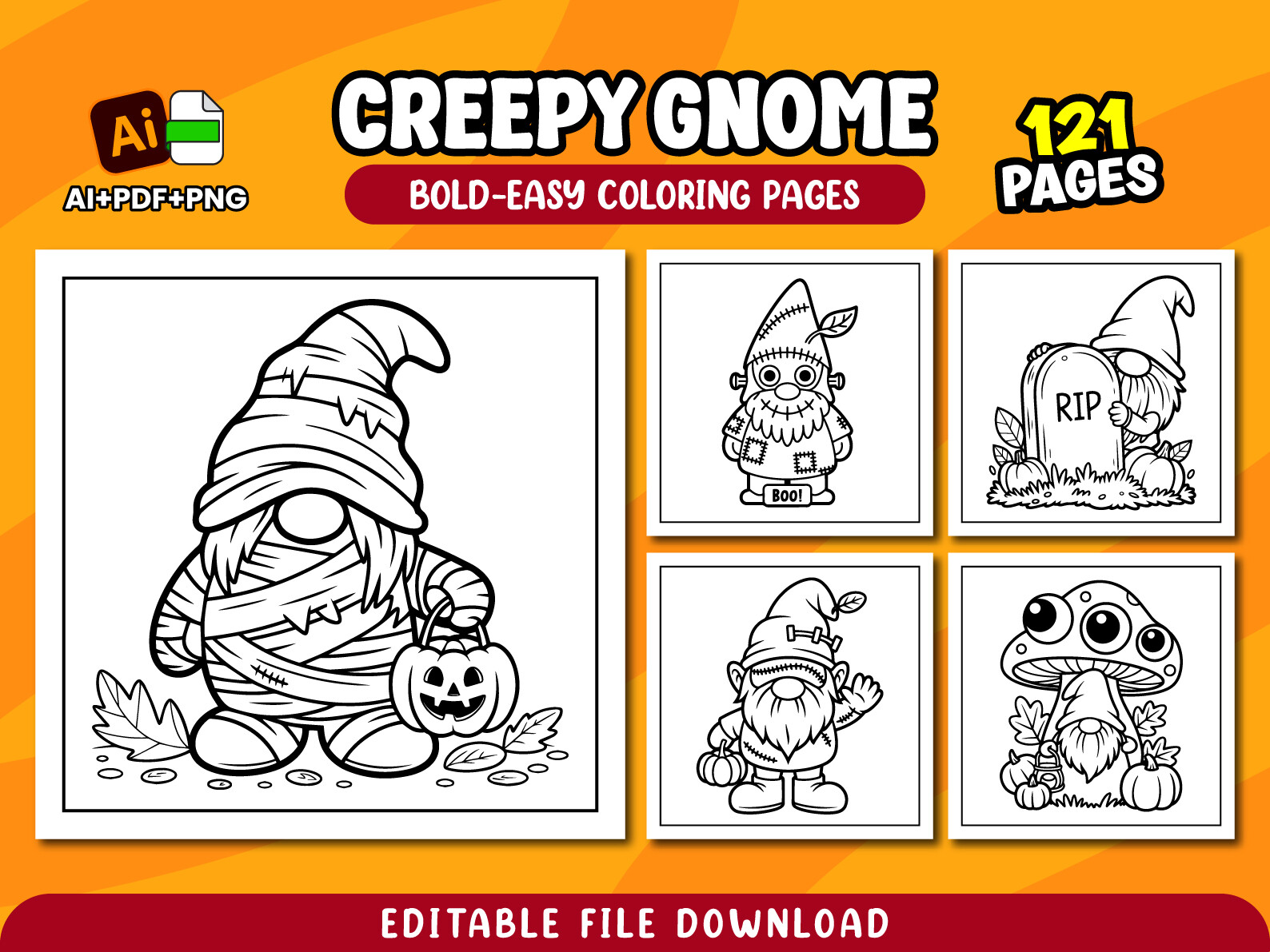 Creepy Gnome Coloring Pages for Children