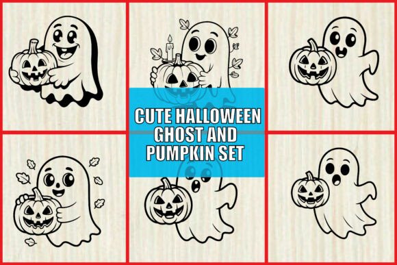Cute Halloween Ghost & Pumpkin SVG