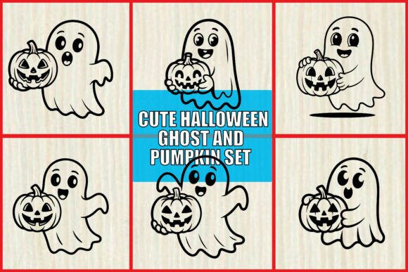 Cute Halloween Ghost & Pumpkin SVG
