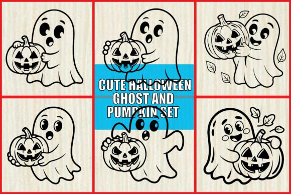 Cute Halloween Ghost & Pumpkin SVG