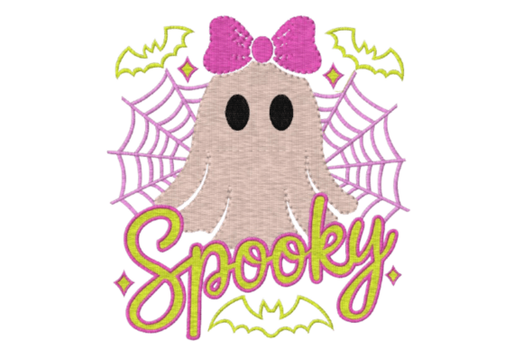 Cute Spooky Ghost Halloween Stickereidesign Von Stitched Dreams