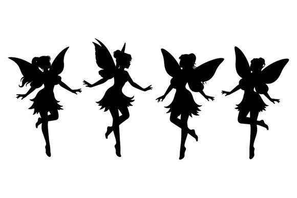 Four Dancing Fairies with Wings Fairy Si