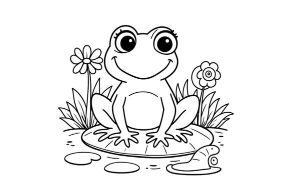 Little Frog by the Pond Coloring Pages